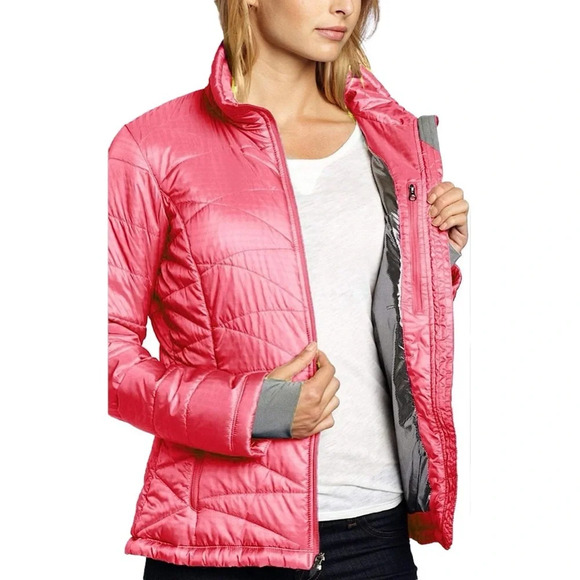 COLUMBIA Morning Light - Bubblegum Pink Quilted Jacket SZ XS Fitted Full Zip - Picture 3 of 8